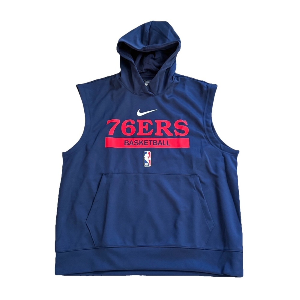 Nike NBA Authentic Philadelphia 76ers Team Issued Sleeveless Hoodie Size Large - Picture 1 of 4